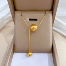 Gold Double Ball Necklace